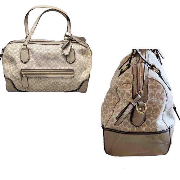 Coach ⭐️🎬See Video Poppy East West Signature Beige Satchel Bag 26426 w/ COA - Picture 10 of 16